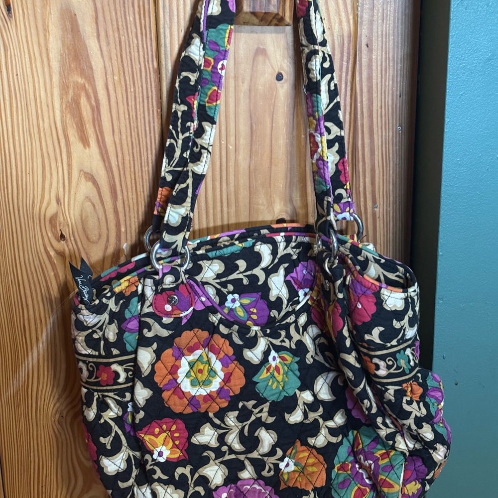 Vera Bradley Black and Pink Quilted Tote Bag